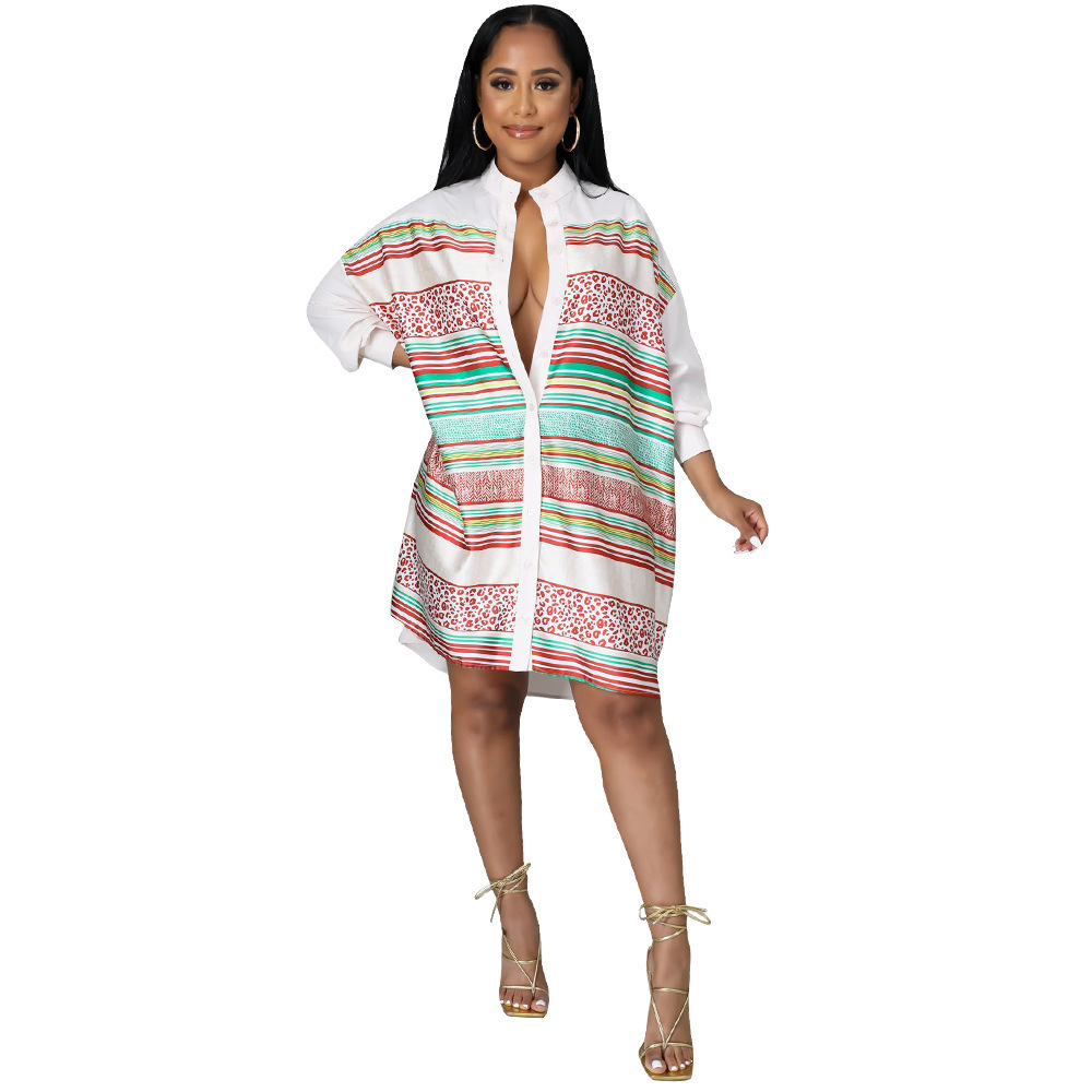 Plus Size Dress Women Clothing Long Sleeve  Fishtail Shirt Women Casual African Print Kitenge Designs Traditional Dress