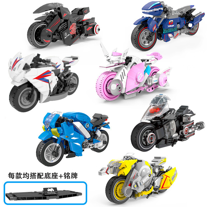 MOC new Technic Series Street Racing Car Motorcycle Building Blocks Bricks Boy Toys