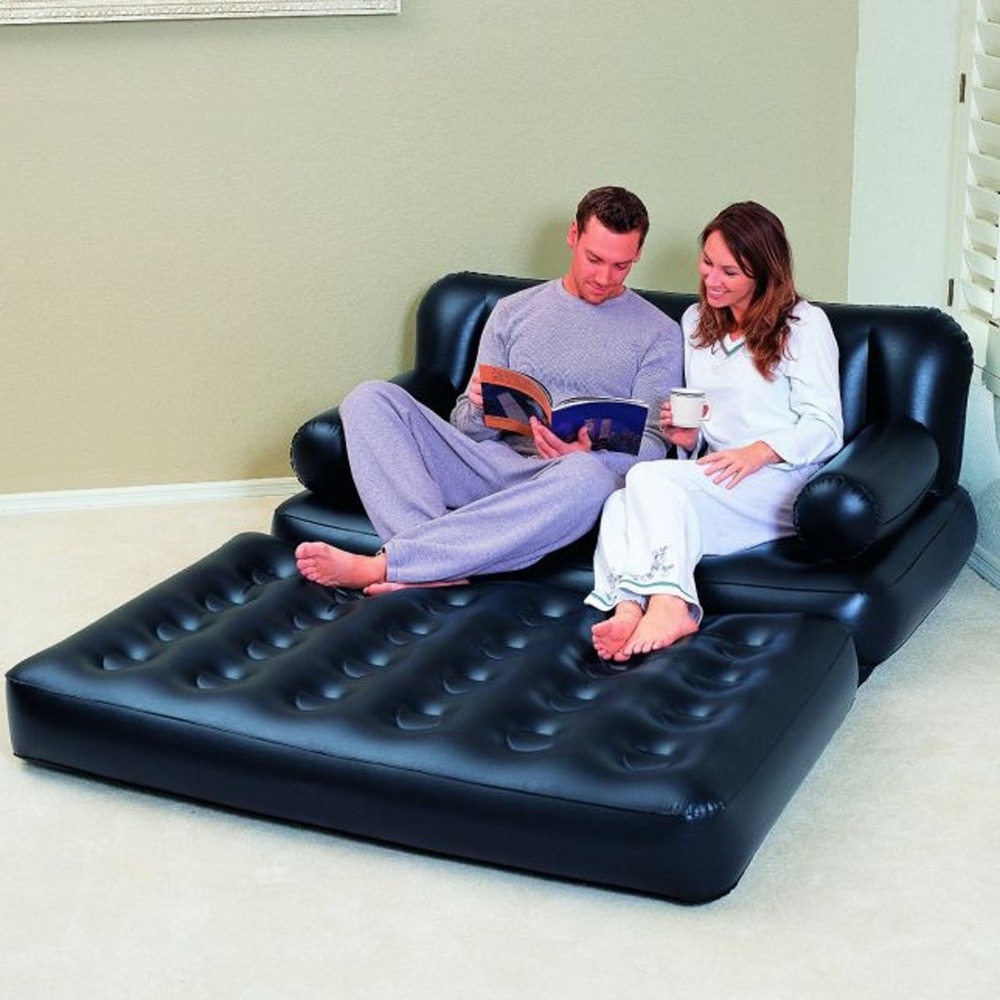 Inflatable Black Multi-function Double Air Sofa Bed Couch Lounger Bed Mattress Hot Sale 5 in 1 Modern Living Room Sofa Indoor