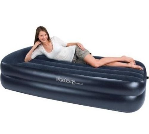 Bestway 67381 Air Mattress Airbed with Built in Pump Single High Blow up Bed for Home Camping Home Furniture Bedroom Furniture