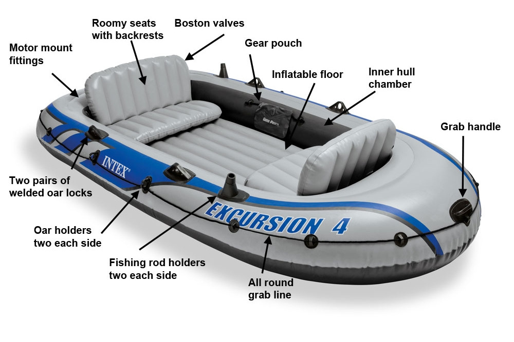 INTEX EXCURSION 4 set  68324 315*165*43cm luxury inflatable boat