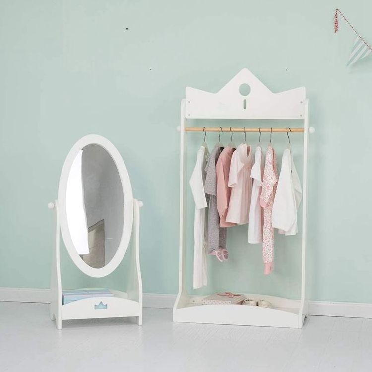 White Wooden Clothes Racks Children's Room Furniture Decorative Storage Children's Clothing High Wooden Clothes Racks