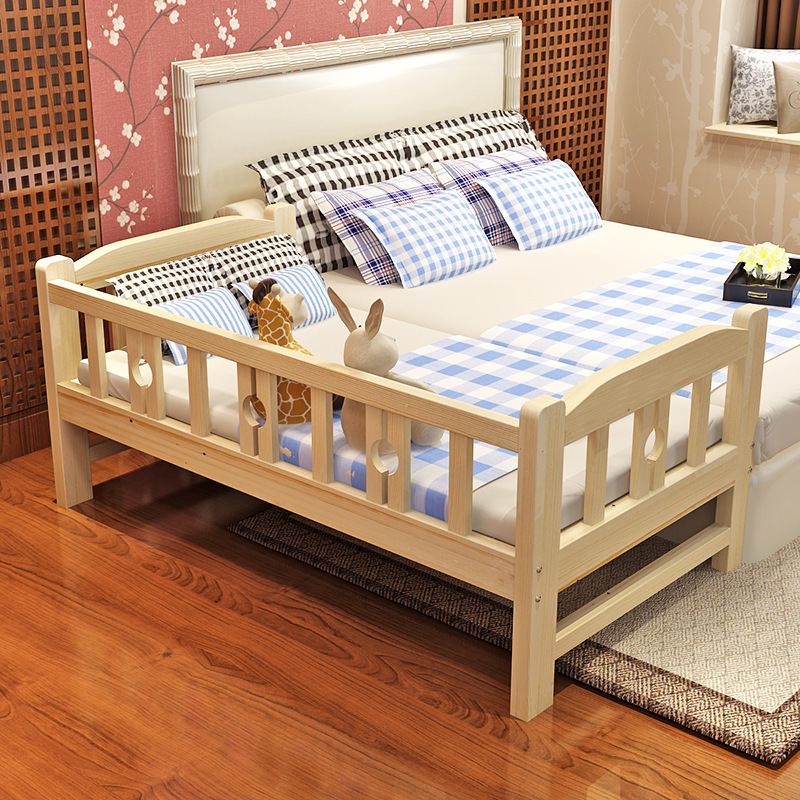 Hot Sale Popular Children's Bed Kids Wood Furniture With Guardrail Kindergarten Baby Splice Bed Widening Area