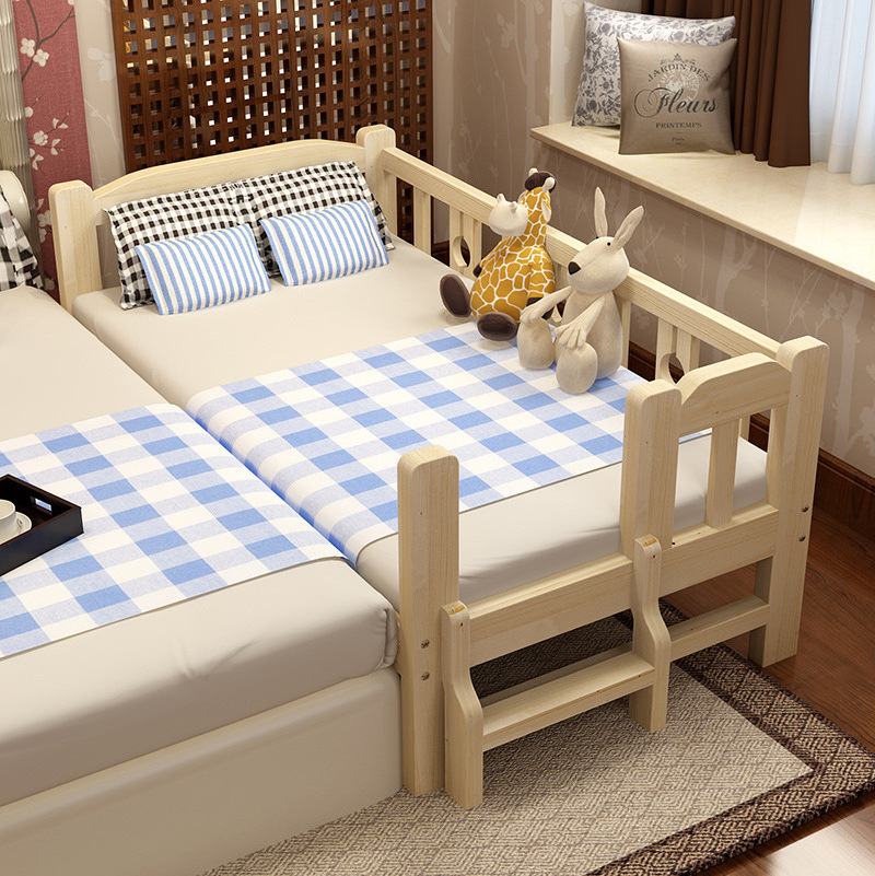 Hot Sale Popular Children's Bed Kids Wood Furniture With Guardrail Kindergarten Baby Splice Bed Widening Area