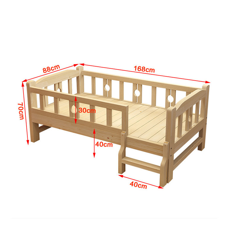 Hot Sale Popular Children's Bed Kids Wood Furniture With Guardrail Kindergarten Baby Splice Bed Widening Area