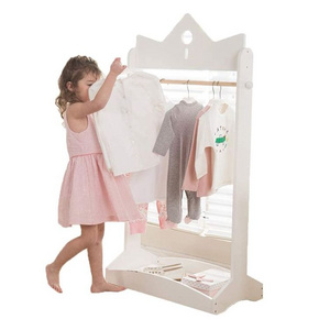 White Wooden Clothes Racks Children's Room Furniture Decorative Storage Children's Clothing High Wooden Clothes Racks