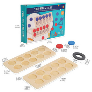 Wooden Early Educational Gifts Arithmetic Ten Frame Set Kids Montessori Toy Counting Math Game