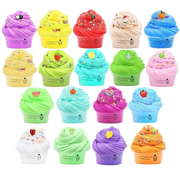 Hot Sale 18pcs Fluffy Rainbow Slime Set DIY Butter Slime Toys for Kid