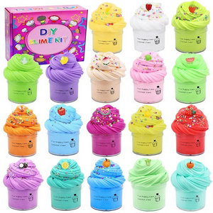 Hot Sale 18pcs Fluffy Rainbow Slime Set DIY Butter Slime Toys for Kid