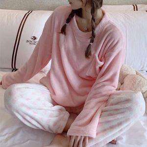 winter flannel pajamas ladies  set soft fleece velour nightshirt thermal warm adult pijamas mujer sleepwear for women