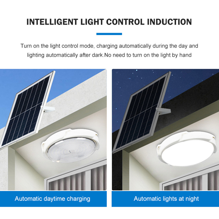 HUAPAI Modern Indoor Surface Mounted Rechargeable Round Solar Power Battery 40w 60w 100w 200w 300w Solar Ceiling Light