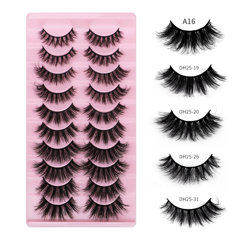 Wholesale False Eyelashes 10 Pairs Full Strip Mink Lashes 100% Handmade Custom Packaging Natural 3d Fluffy Lashes Eyelashes