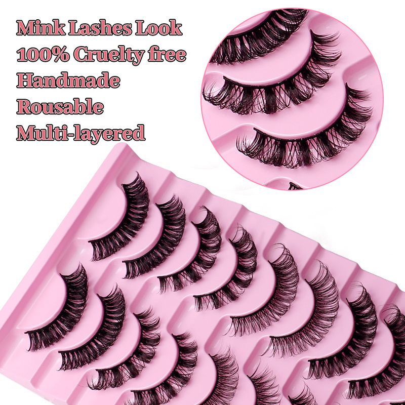 Lashes False Eyelashes 10 Pairs 20mm Cat Eye Faux Mink Lashes Fluffy Wispy D Curl Volume Pestanas