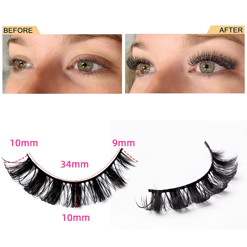 Lashes False Eyelashes 10 Pairs 20mm Cat Eye Faux Mink Lashes Fluffy Wispy D Curl Volume Pestanas