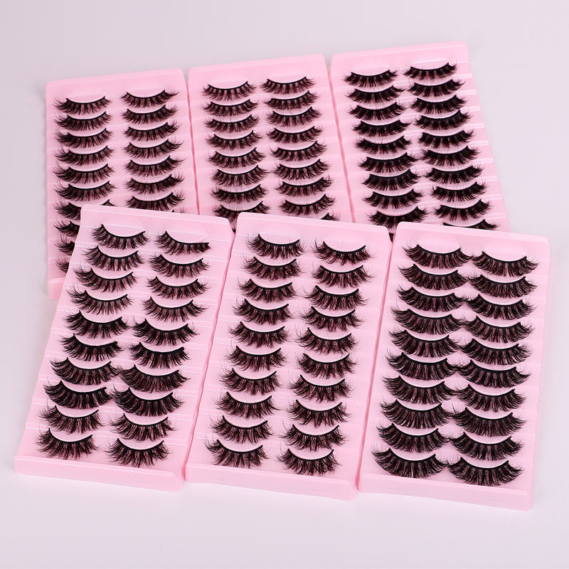 Wholesale False Eyelashes 10 Pairs Full Strip Mink Lashes 100% Handmade Custom Packaging Natural 3d Fluffy Lashes Eyelashes