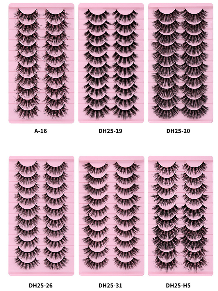 Wholesale False Eyelashes 10 Pairs Full Strip Mink Lashes 100% Handmade Custom Packaging Natural 3d Fluffy Lashes Eyelashes