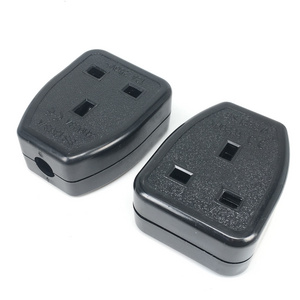 UK female plug rewireable Plug Black Color BS Power Socket For England British Singapore Malaysia Dubai