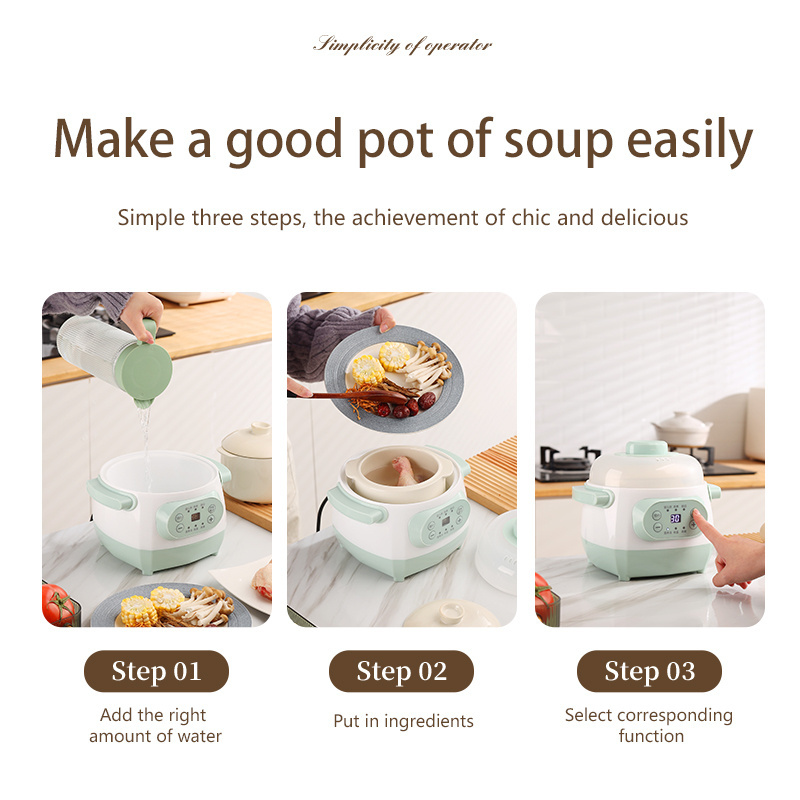 220v  Mini Electric Stewing Pot Ceramic Inner Multi Cooker Household Automatic Electric Slow Stewer