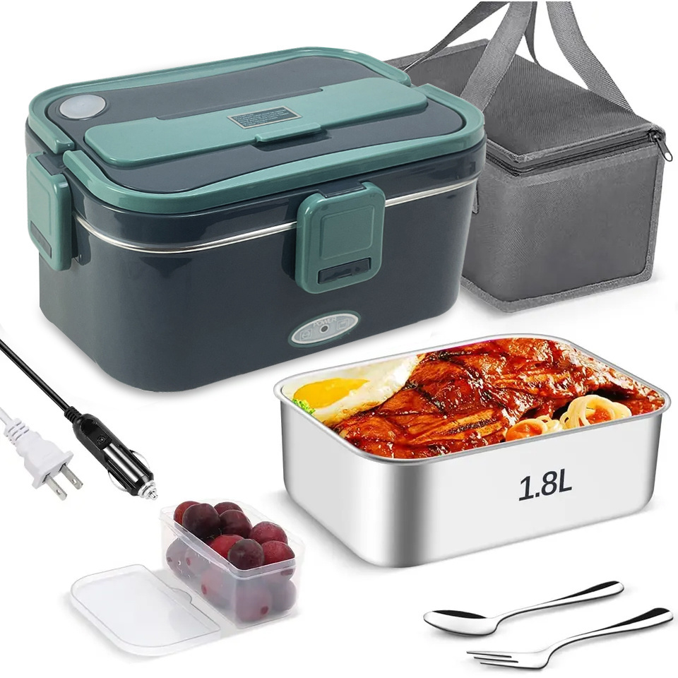 1.8L Self Heating Electric Lunch Box Food Warmer,Portable Heated Electric Lunchbox with Carry Bag