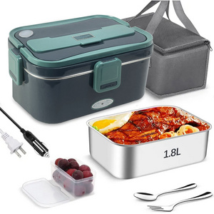 1.8L Self Heating Electric Lunch Box Food Warmer,Portable Heated Electric Lunchbox with Carry Bag