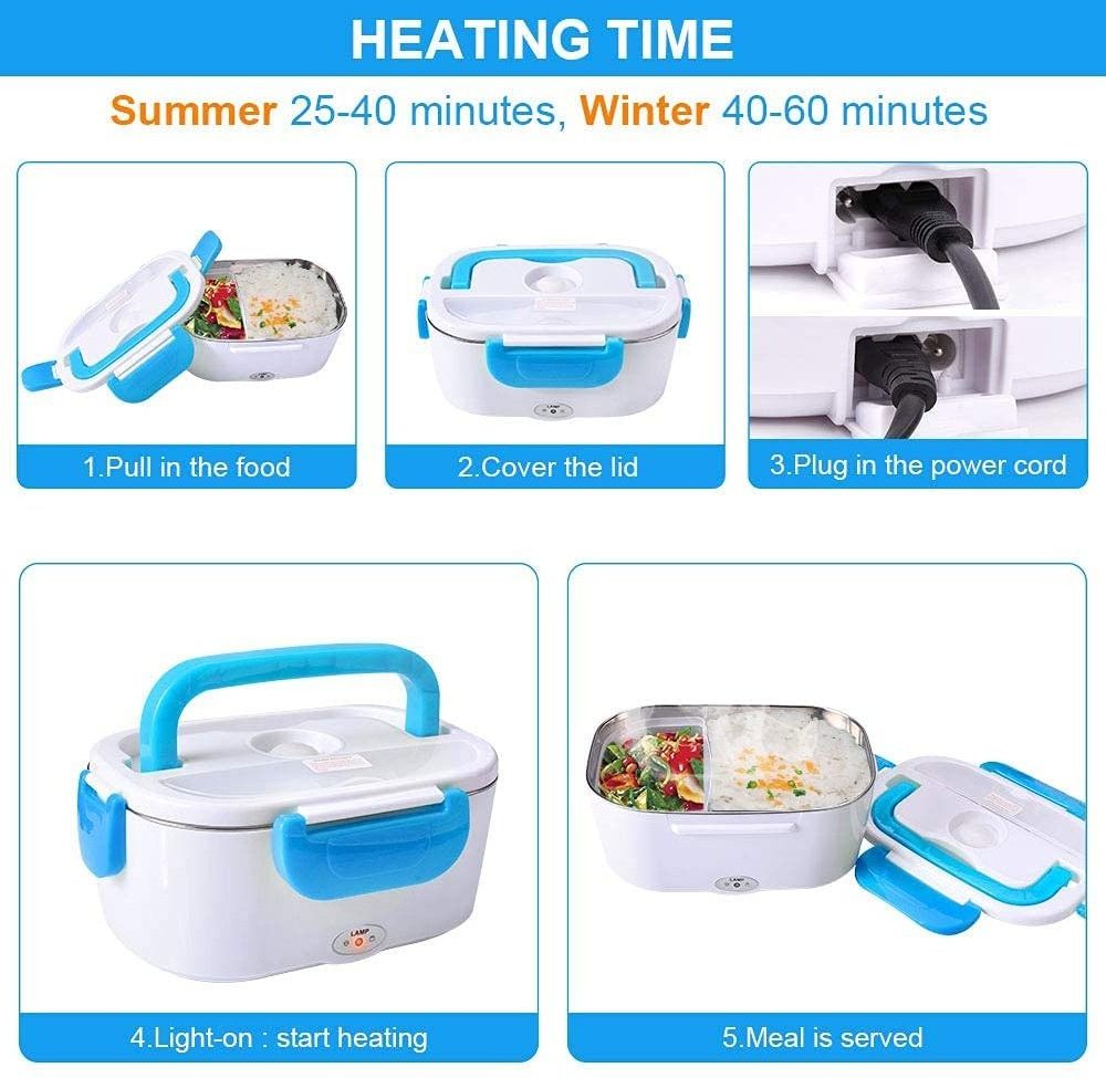 Self Heating Electric Lunch Box Food Warmer,Portable Heated Electric Lunchbox With Carry Bag