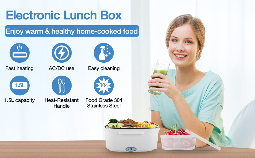 Self Heating Electric Lunch Box Food Warmer,Portable Heated Electric Lunchbox With Carry Bag