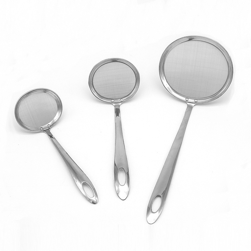 Wholesale Skimmer Spoon Kitchen Oil Strainer Flour Sifter Sieve Colander Fine Mesh Stainless Steel Strainers