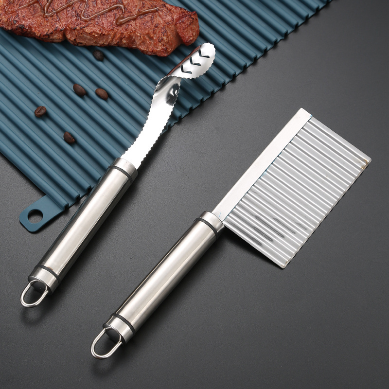 Stainless Steel Cut Pepper Stainless Steel Vegetable Fruit Potato Peeling Cutter Potato Wavy Knife