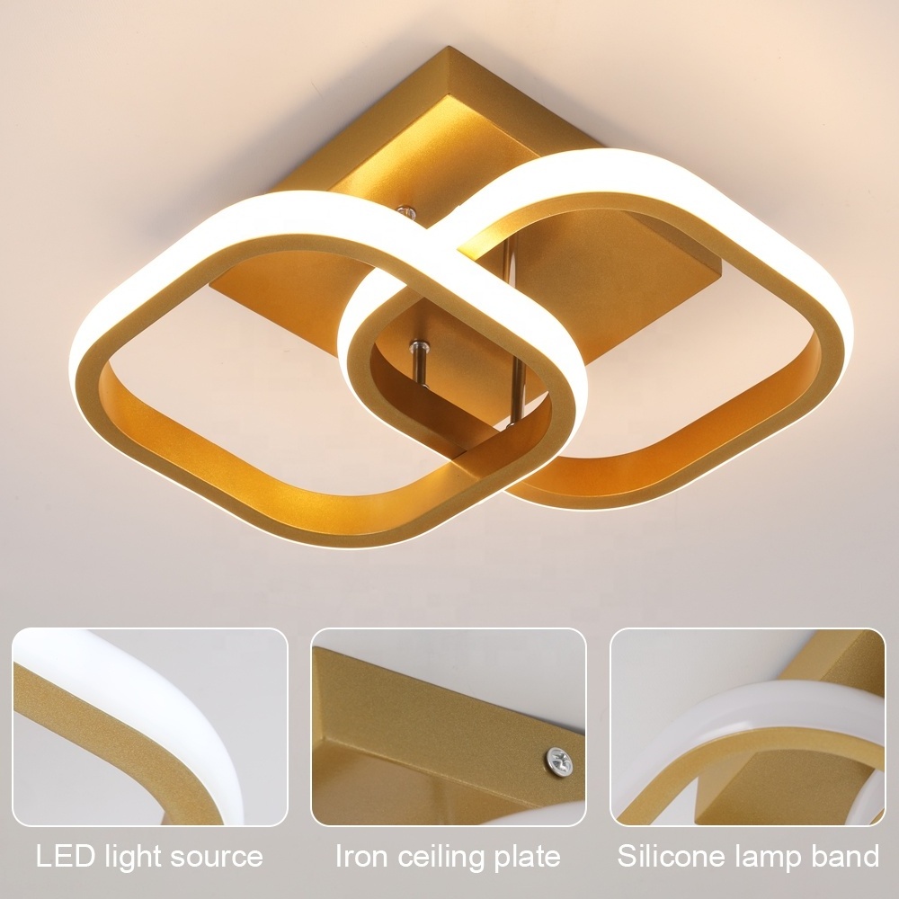 UK Free Shipping Gold Black 22W LED Bedroom Entryway Hall Way Ceiling Lights For Hallway