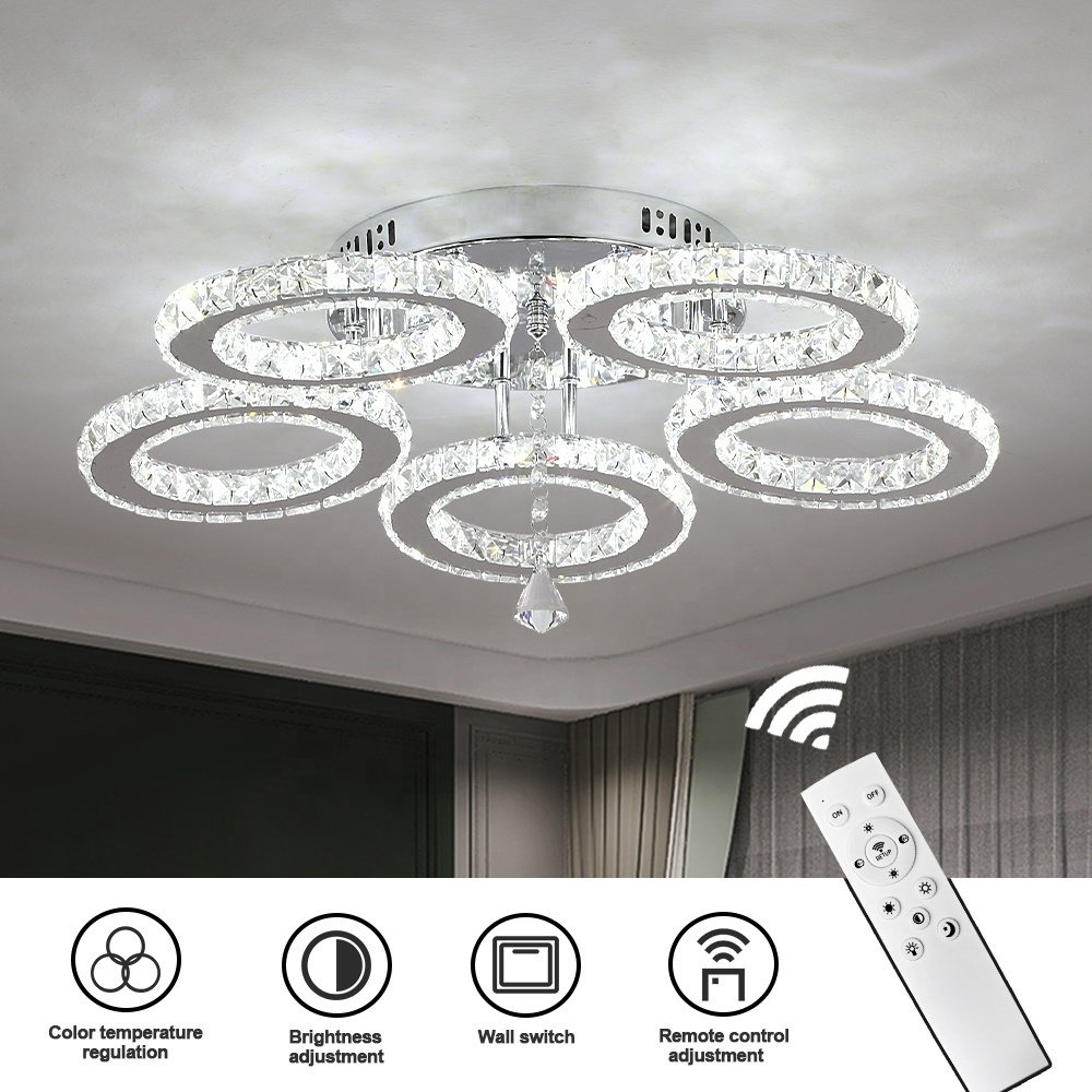 3000K-6000K Color Changeable Crystal Lamp App Remote Control Led Smart Ceiling Light For Home