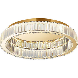 Round LED Ceiling Light Indoor Hotel Living Room Luxury Gold Crystal Ceiling Lamp