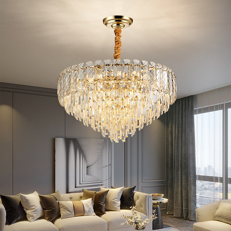 Large Crystal Chandelier Modern Luxury Pendant Ceiling Lights Fixture for Dining Living Room