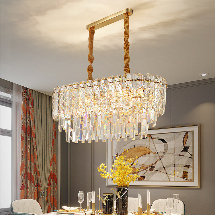 Large Crystal Chandelier Modern Luxury Pendant Ceiling Lights Fixture for Dining Living Room