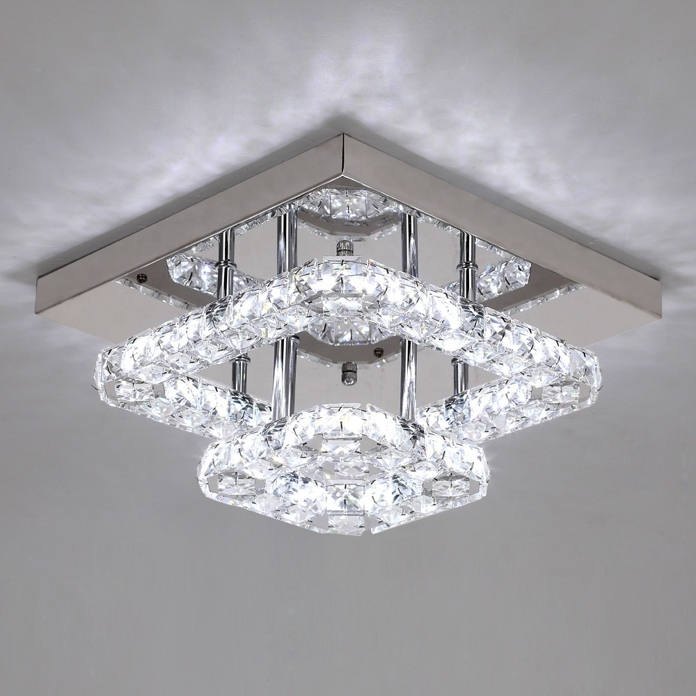 24W White Warm Modern Flush Mount Led Corridor Bedroom Ceiling Lights With K9 Crystal