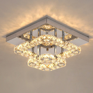 24W White Warm Modern Flush Mount Led Corridor Bedroom Ceiling Lights With K9 Crystal