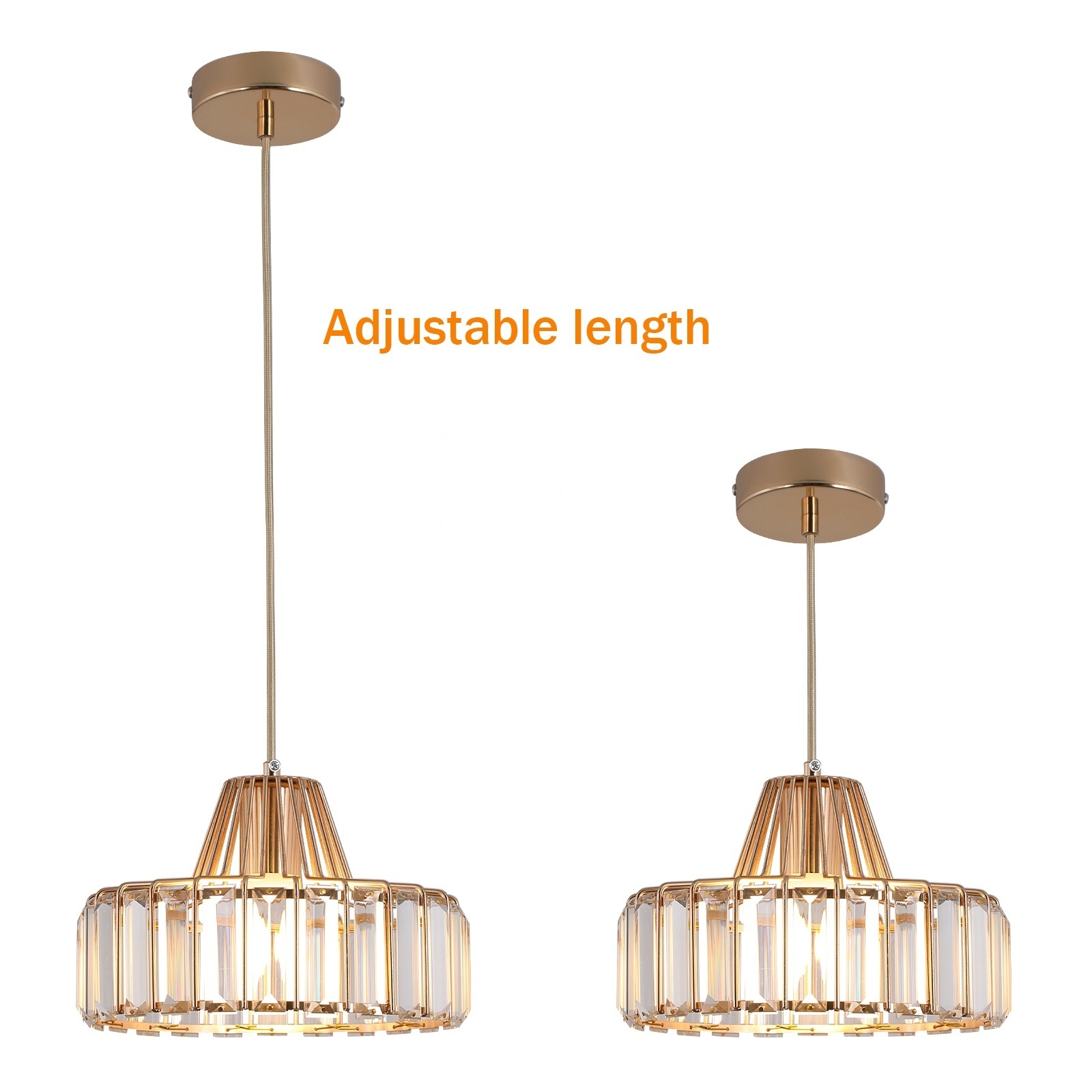 E27 E26 Minimalist Crystal Chandeliers Pendant Light Kitchen Island Gold Black