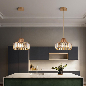 E27 E26 Minimalist Crystal Chandeliers Pendant Light Kitchen Island Gold Black