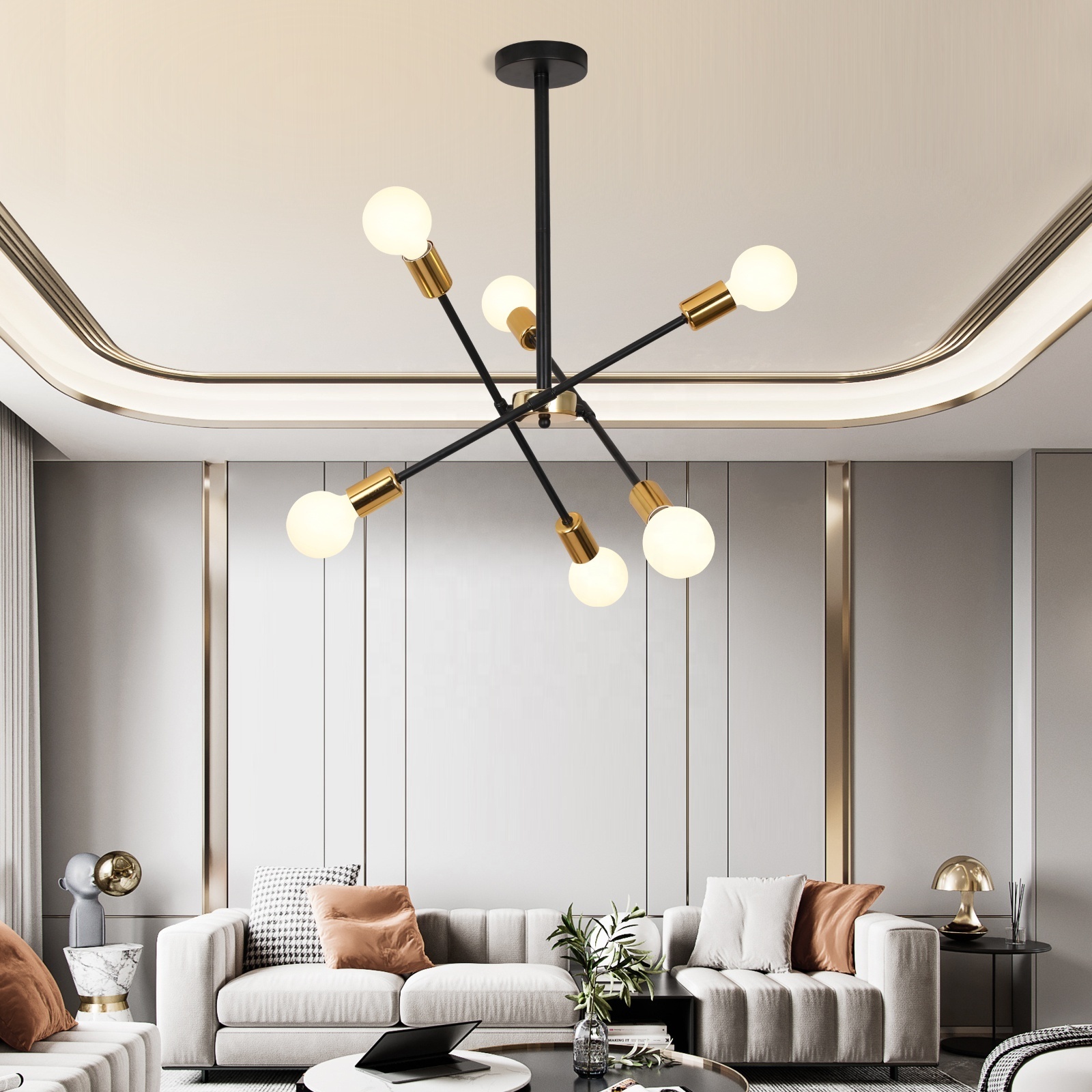 Free Shipping E27 Bulb Flush Mount Sputnik Ceiling Light Pendant Metal Lamp