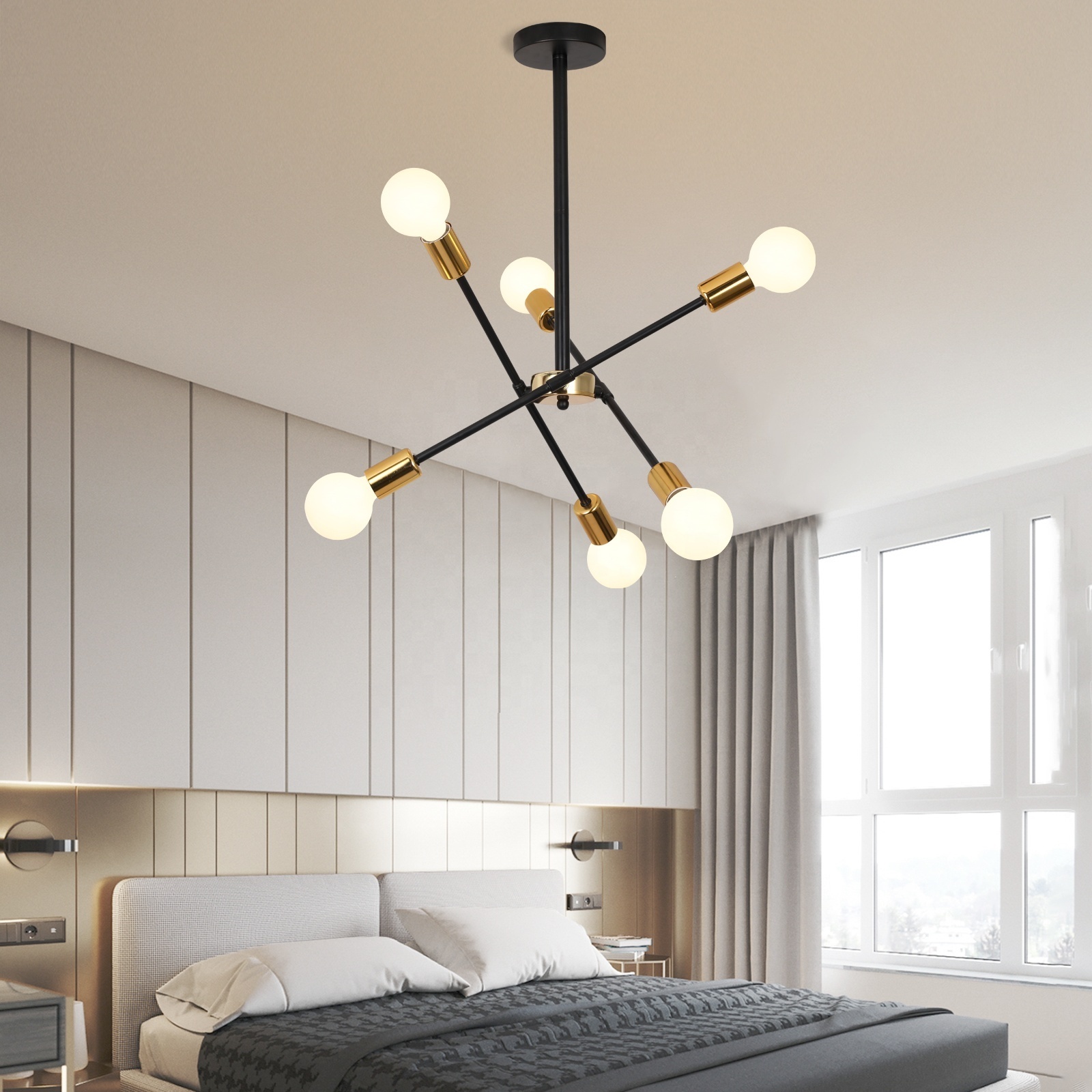 Free Shipping E27 Bulb Flush Mount Sputnik Ceiling Light Pendant Metal Lamp