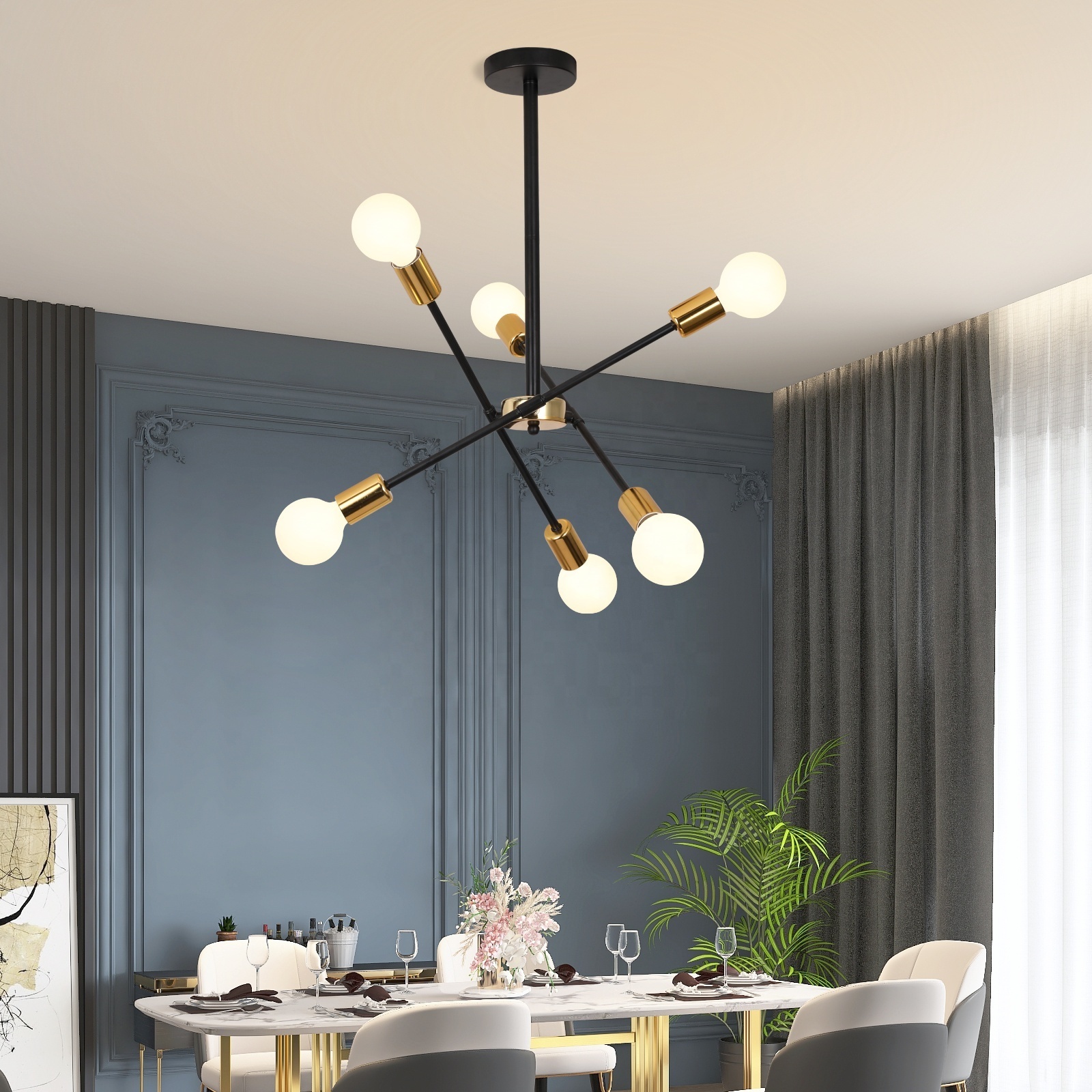 Free Shipping E27 Bulb Flush Mount Sputnik Ceiling Light Pendant Metal Lamp