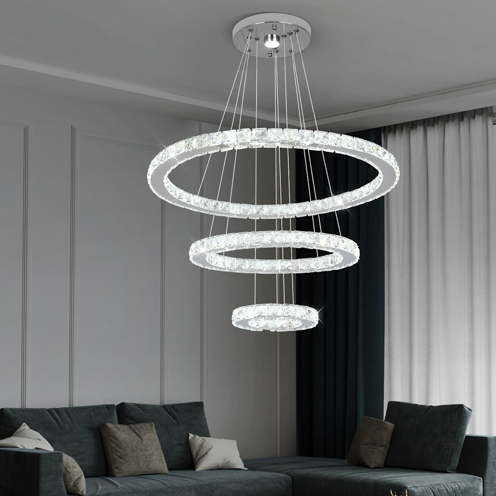 Dimmable Remote Bar Hotel Home Crystal Chandelier Ceiling Light For Living Room