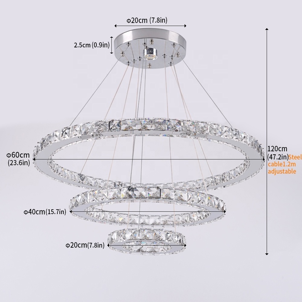 Dimmable Remote Bar Hotel Home Crystal Chandelier Ceiling Light For Living Room