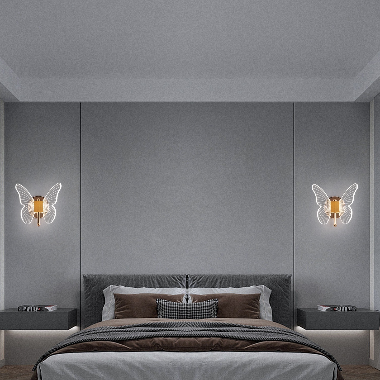 Butterfly Led Wall Lamp Bedside Hallway Design Wall Decor Light For Bedroom Hotel