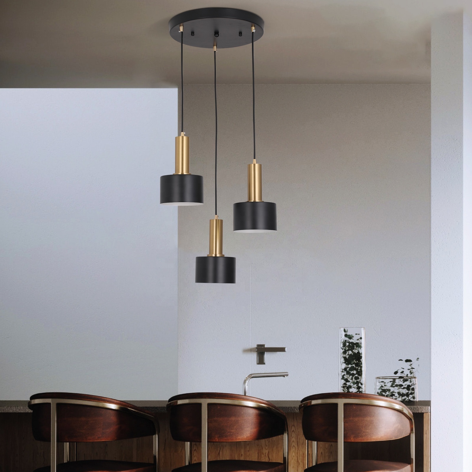 Iron E27 Hanging 3 Bulbs Indoor Modern Pendant Light Home For Kitchen