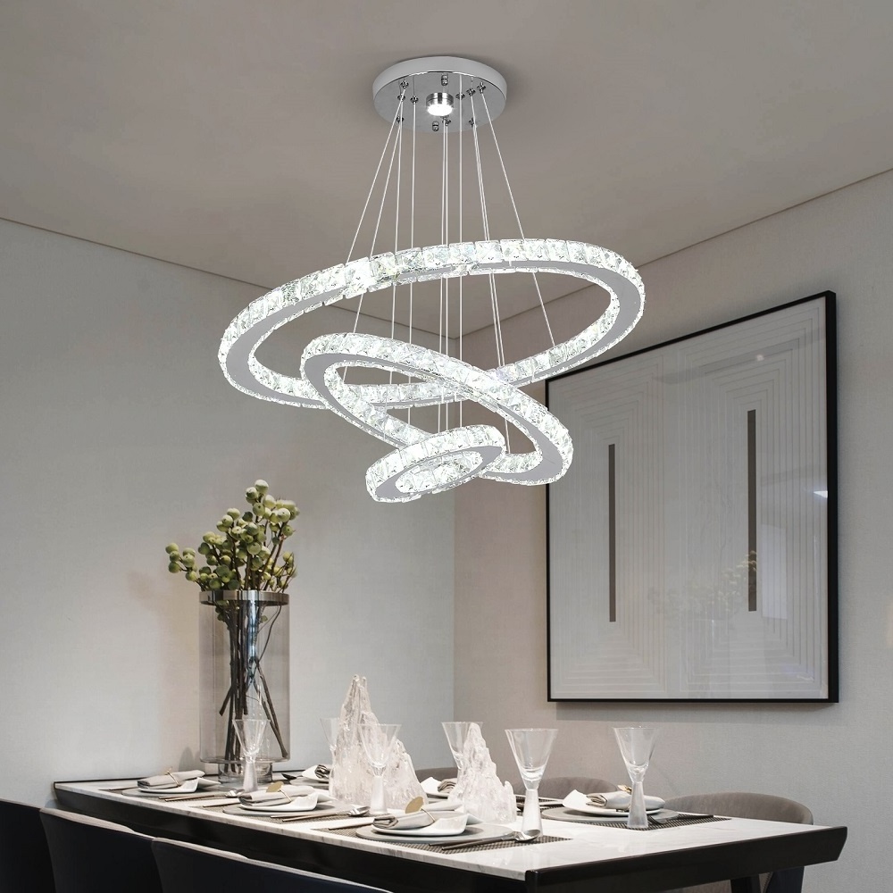 Crystal Lighting Modern Living Room Chandeliers Led 3 Round Circle Nordic Pendant Lights For Home Hotel