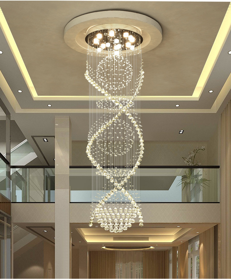 Modern Crystal Ceiling Lamp Devices Hotel Villa Double Spiral Crystal Chandelier light