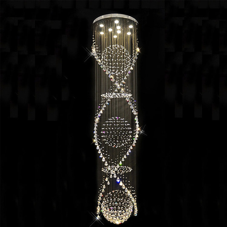 Modern Crystal Ceiling Lamp Devices Hotel Villa Double Spiral Crystal Chandelier light