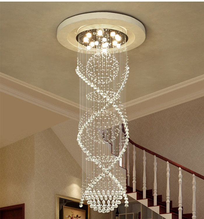 Modern Crystal Ceiling Lamp Devices Hotel Villa Double Spiral Crystal Chandelier light