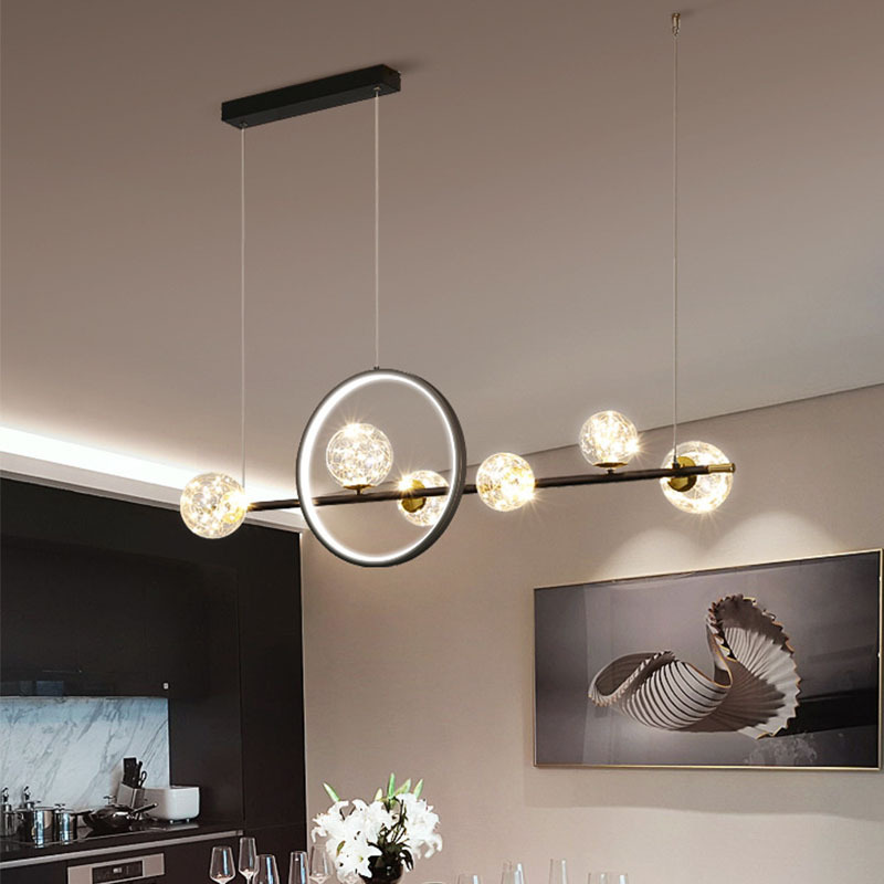 Nodern Glass Bulbs Dimmable With Remote Control Black Clear Glass Led Pendant Light Chandeliers