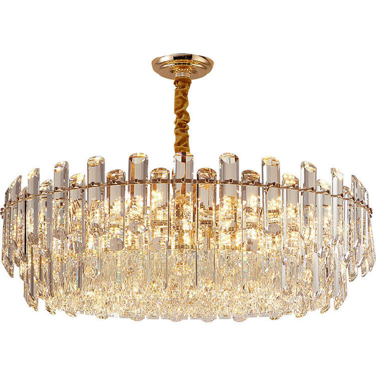 Modern Crystal Chandelier LED Ceiling Light Fixtures Adjustable Iron Pendant Lighting